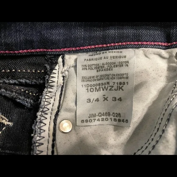 VINTAGE WRANGLER JEANS ,RED STITCHING, S3/4 x34 - Picture 4 of 12